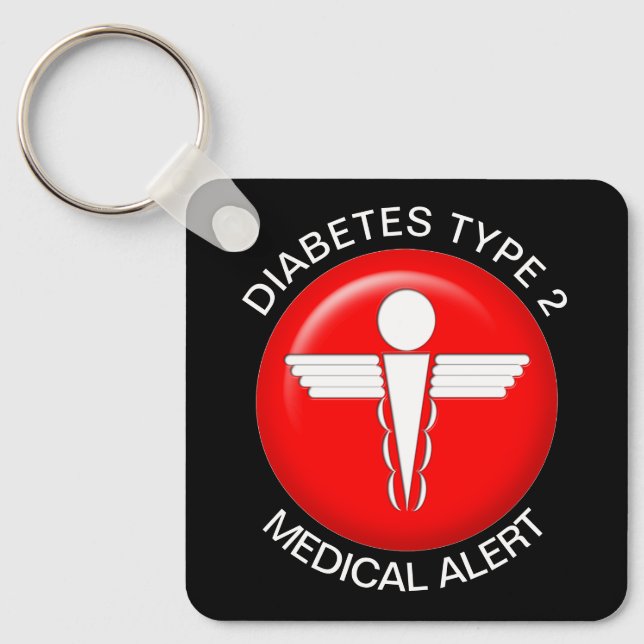 Diabetes Type 2 medical alert Keychain (Front)