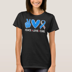 Diabetes Warrior Awareness  Blue Peace Love Cure F T-Shirt