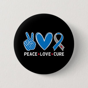 Diabetes Warrior Awareness Blue Peace Love Cure Fa 2 Inch Round Button