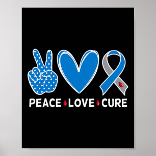 Diabetes Warrior Awareness Blue Peace Love Cure Fa Poster