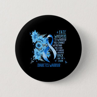 Diabetes Warrior Blue Ribbon Butterfly Diabetes 2 Inch Round Button