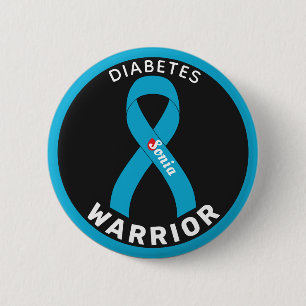 Diabetes Warrior Ribbon Black Button