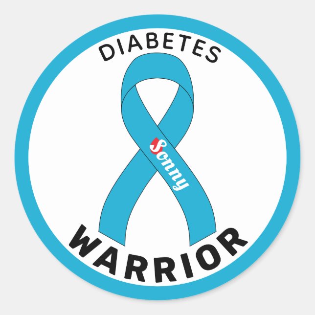 Diabetes Warrior Ribbon White Round Sticker (Front)