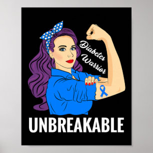 Diabetes Warrior Sugar Diabetic Type 1 2 Awareness Poster