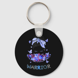 Diabetes Warrior T1d Messy Bun Hair Diabetes Aware Keychain