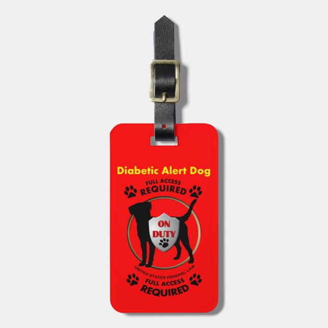 Diabetic Alert Dog ID Luggage Tag (Front Vertical)