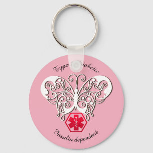 Diabetic Alert Type 1 or 2  Personalize Keychain
