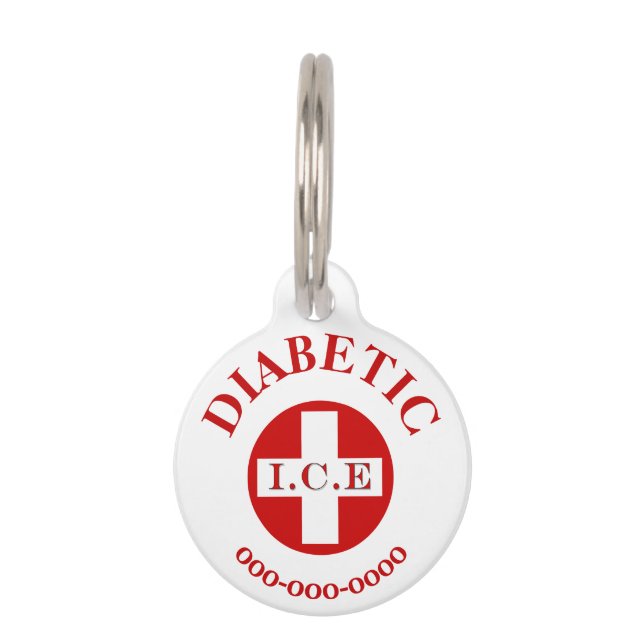 Diabetic animal awareness DIY owner details Pet Tag (Front)