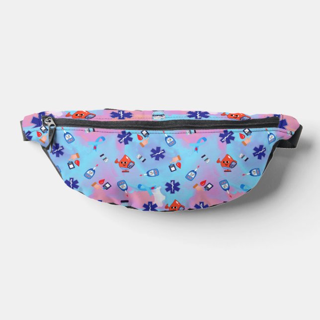 Diabetic Colourful Print Fanny Pack (Lay Down)