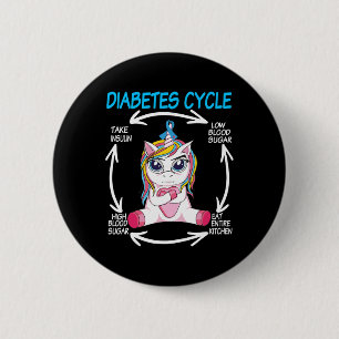 Diabetic Cycle Fun Unicorn Diabetes Awareness Tee  2 Inch Round Button
