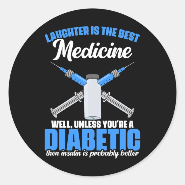 Diabetic Insulin Diabetes Warrior Diabetes Awarene Classic Round Sticker (Front)