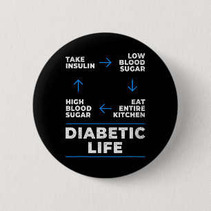 Diabetic Life Cycle Fun Diabetes Awareness 2 Inch Round Button