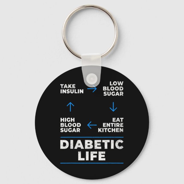 Diabetic Life Cycle Fun Diabetes Awareness  Keychain (Front)