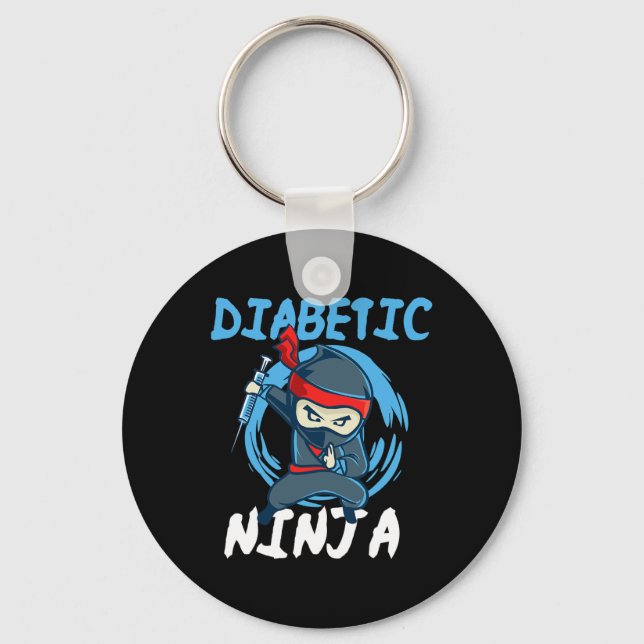 Diabetic Ninja - T1D Blood Sugar Diabetes Awarenes Keychain (Front)