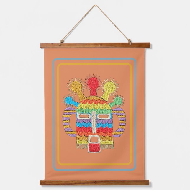 Diablo Huma Mask Tapestry - Rust Background (Front)