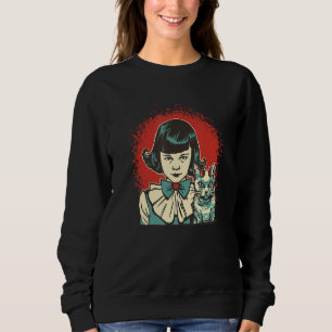 Diabolic Girl with Devil Cat Sweatshirt