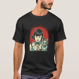 Diabolic Girl with Devil Cat T-Shirt