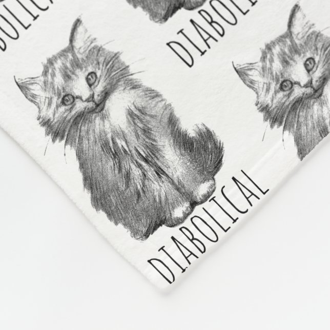 Diabolical Cute Fluffy Kitten Fleece Blanket (Corner)