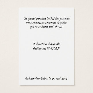 Diaconat Ordination Card