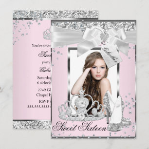 Diadème à Arc Étincelant Rose Invitation Photo Swe