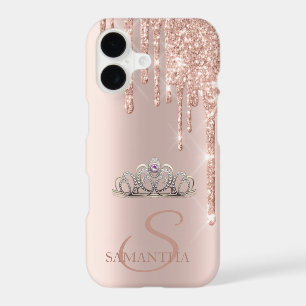 Diadème Élégant Chic Rose Doré Paillettes Coulante