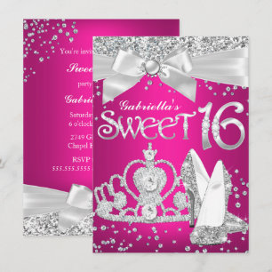 Diadème Étincelant & Talons Sweet 16 Invitation Ro