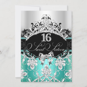 Diadème scintillant Turquoise Argent Invitation Sw