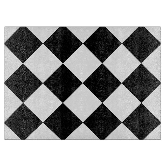 Diag Chequered Large - White and Black Cutting Board (Front)