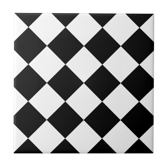 Diag Chequered Large - White and Black Tile (Front)