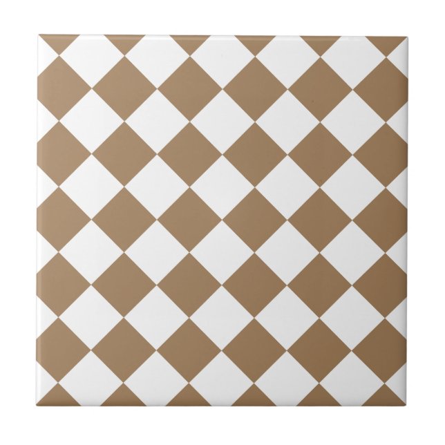 Diag Chequered - White and Pale Brown Tile (Front)