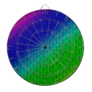Diag Rainbow Gradient Floral Pattern Blue Green Dartboard