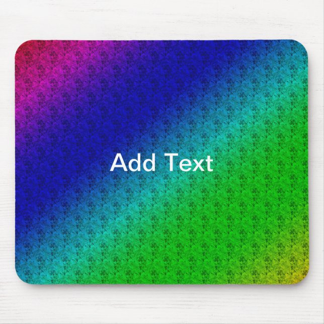 Diag Rainbow Gradient Floral Pattern Blue Green Mouse Pad (Front)