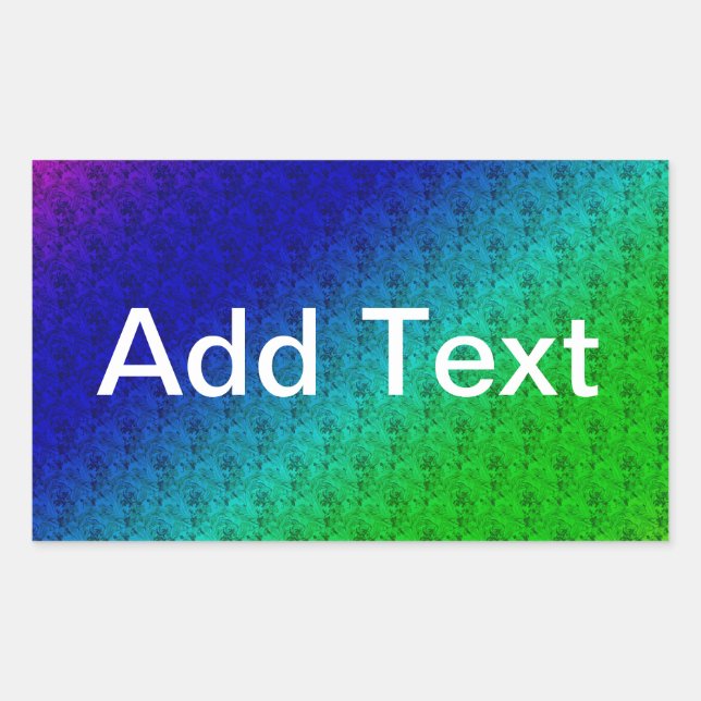 Diag Rainbow Gradient Floral Pattern Blue Green Sticker (Front)