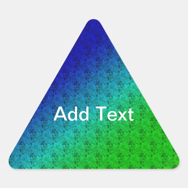 Diag Rainbow Gradient Floral Pattern Blue Green Triangle Sticker (Front)