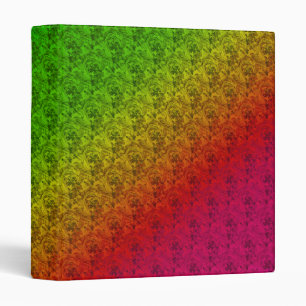 Diag Rainbow Gradient Floral Pattern Red Green Binder