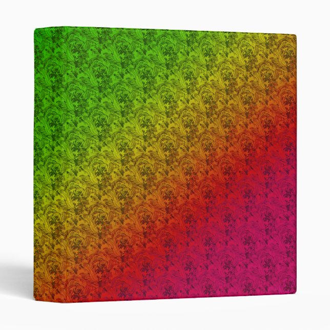 Diag Rainbow Gradient Floral Pattern Red Green Binder (Front/Spine)