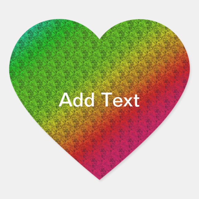 Diag Rainbow Gradient Floral Pattern Red Green Heart Sticker (Front)