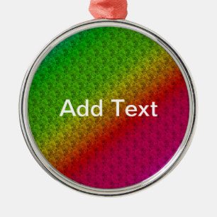 Diag Rainbow Gradient Floral Pattern Red Green Metal Ornament