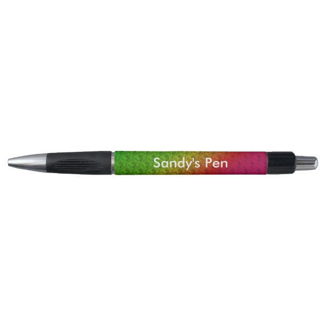 Diag Rainbow Gradient Floral Pattern Red Green Pen (Front)