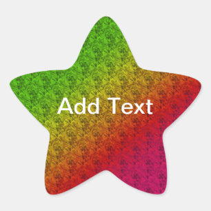 Diag Rainbow Gradient Floral Pattern Red Green Star Sticker