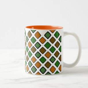 DIAG SQUARES orange Two-Tone Coffee Mug