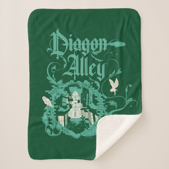 DIAGON ALLEY™ Vintage Graphic Sherpa Blanket (Front)