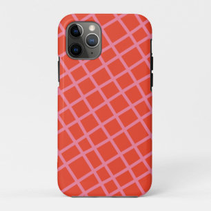 Diagonal Abstract Chequered Lines Pattern in Red iPhone 11 Pro Case