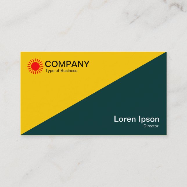 Diagonal - Amber and Dark Moss Green Business Card (Front)
