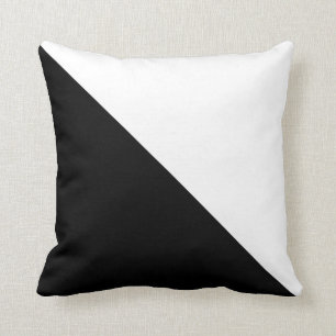 Diagonal Black and White Colour Block Throw Pillow