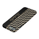 Diagonal Black Chevron Gold Personalized