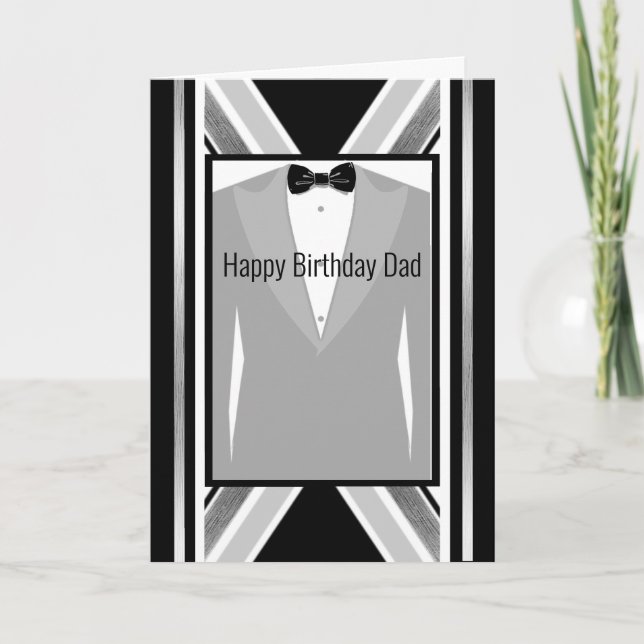Diagonal black, grey, metallic striped card (Front)