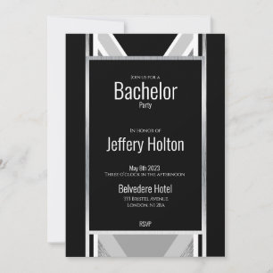 Diagonal black, grey, metallic striped save the da save the date