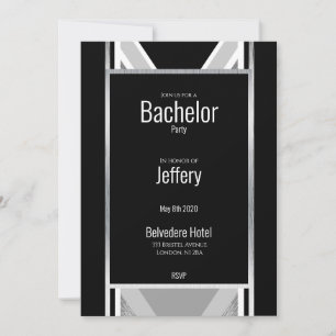 Diagonal black, grey, metallic striped save the date