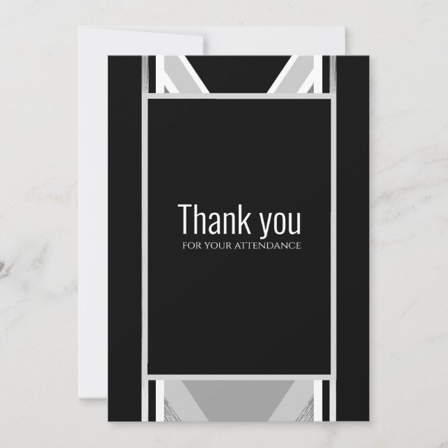 Diagonal black, grey, metallic striped thank you c (Front)